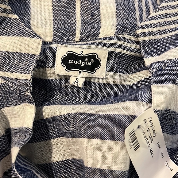 Mud pie New Melanie Navy Stripe Tunic Top Small - Picture 3 of 5
